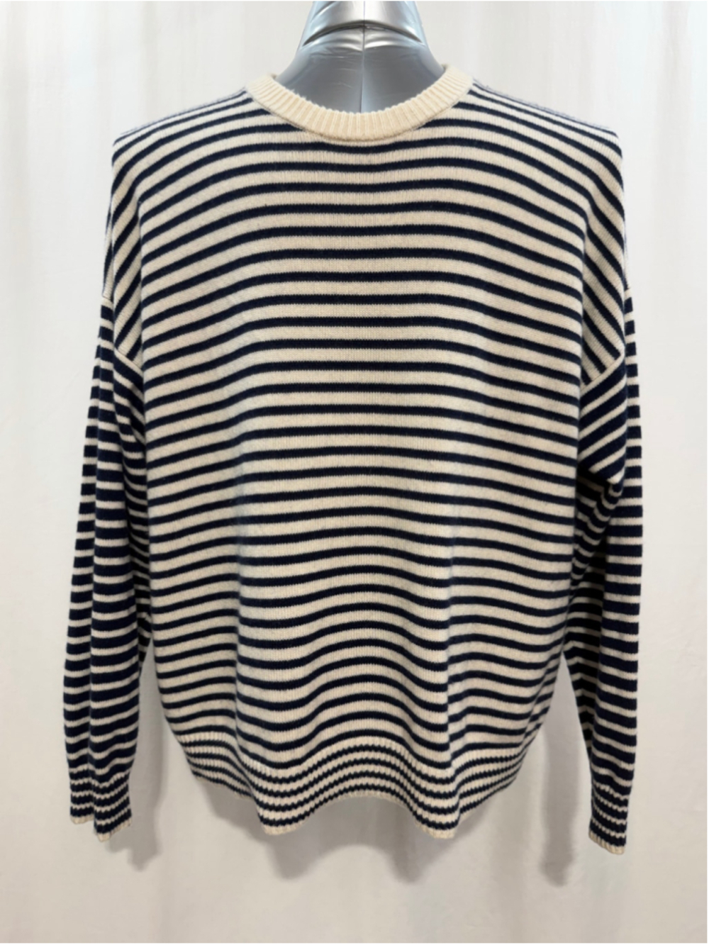 Men’s Banana Republic merino wool & cashmere Striped Sweater XL Beige Black 2058